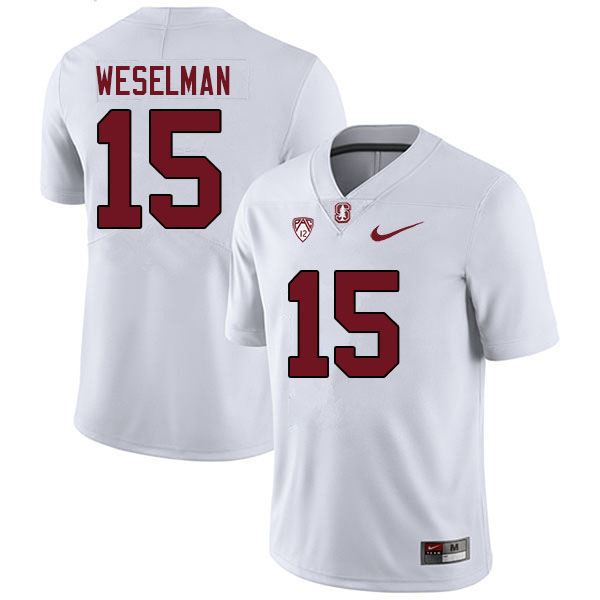 Men #15 Connor Weselman Stanford Cardinal College Football Jerseys Sale-White